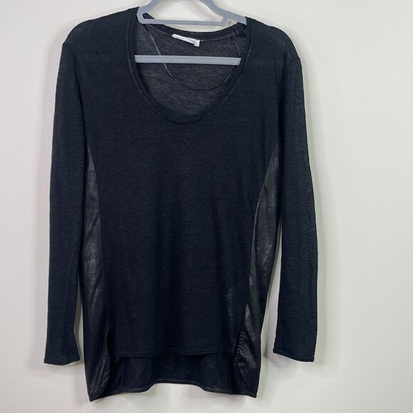 Zara Linen Faux Leather Accent Grunge Goth Witchy Top Women's Size Small - Picture 1 of 7